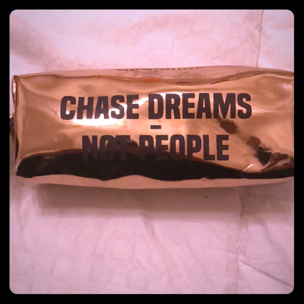 Rose gold vinyl cosmetic bag